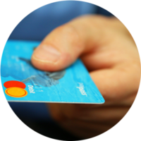 Budgeting and Finance session icon: Close-up of hand holding credit card