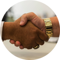 Healthy Relationships session icon: Close-up of two people shaking hands
