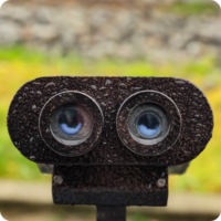 Referrals session icon: Close-up shot of binocular eye holes