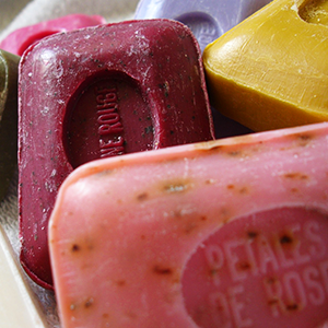 Soap bars in many colors