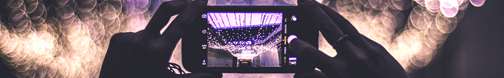 Technical Skills banner: Smartphone taking picture of lights