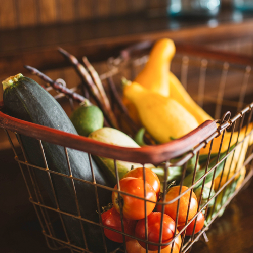 Grocery basket full of vegetables