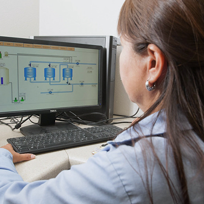 Woman working on a computer